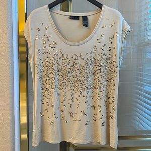 Cream with gold sequence New York and company shirt